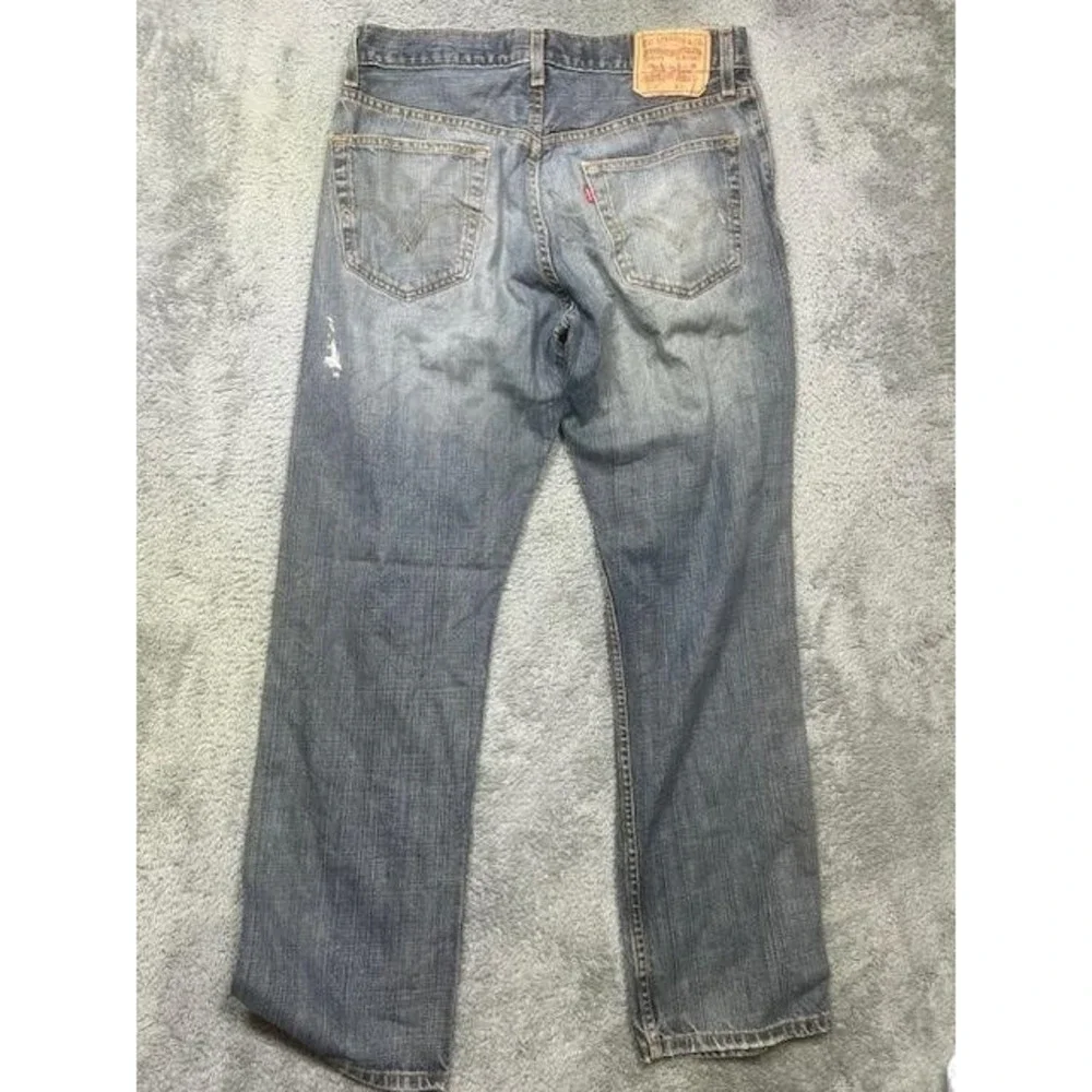 Levis 505 Jeans Mens 33x32 Blue Regular Fit Denim Distressed Paint‎ Stains
